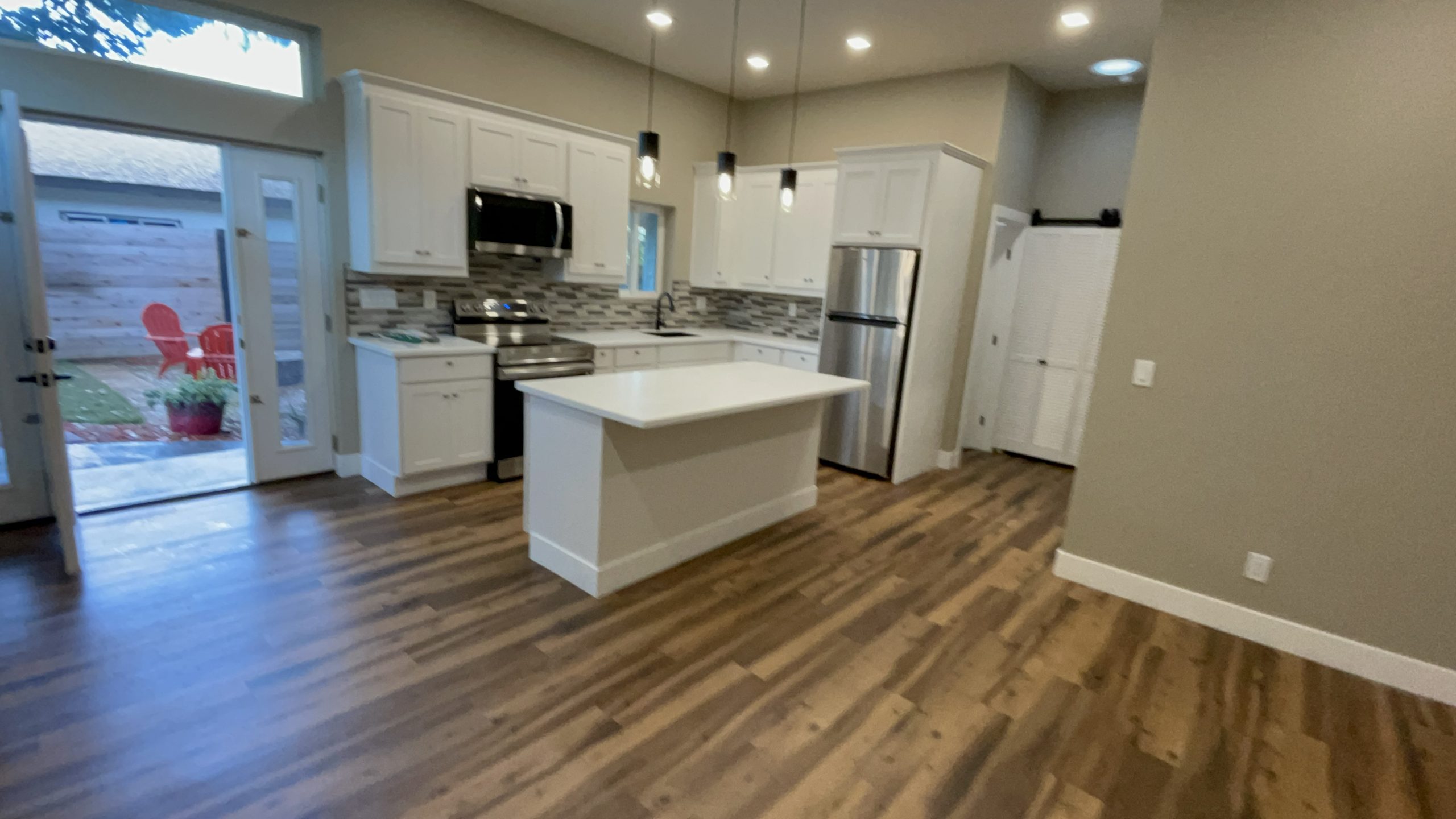 Completed South Oceanside garage-to-ADU conversion with a bright open kitchen and living space