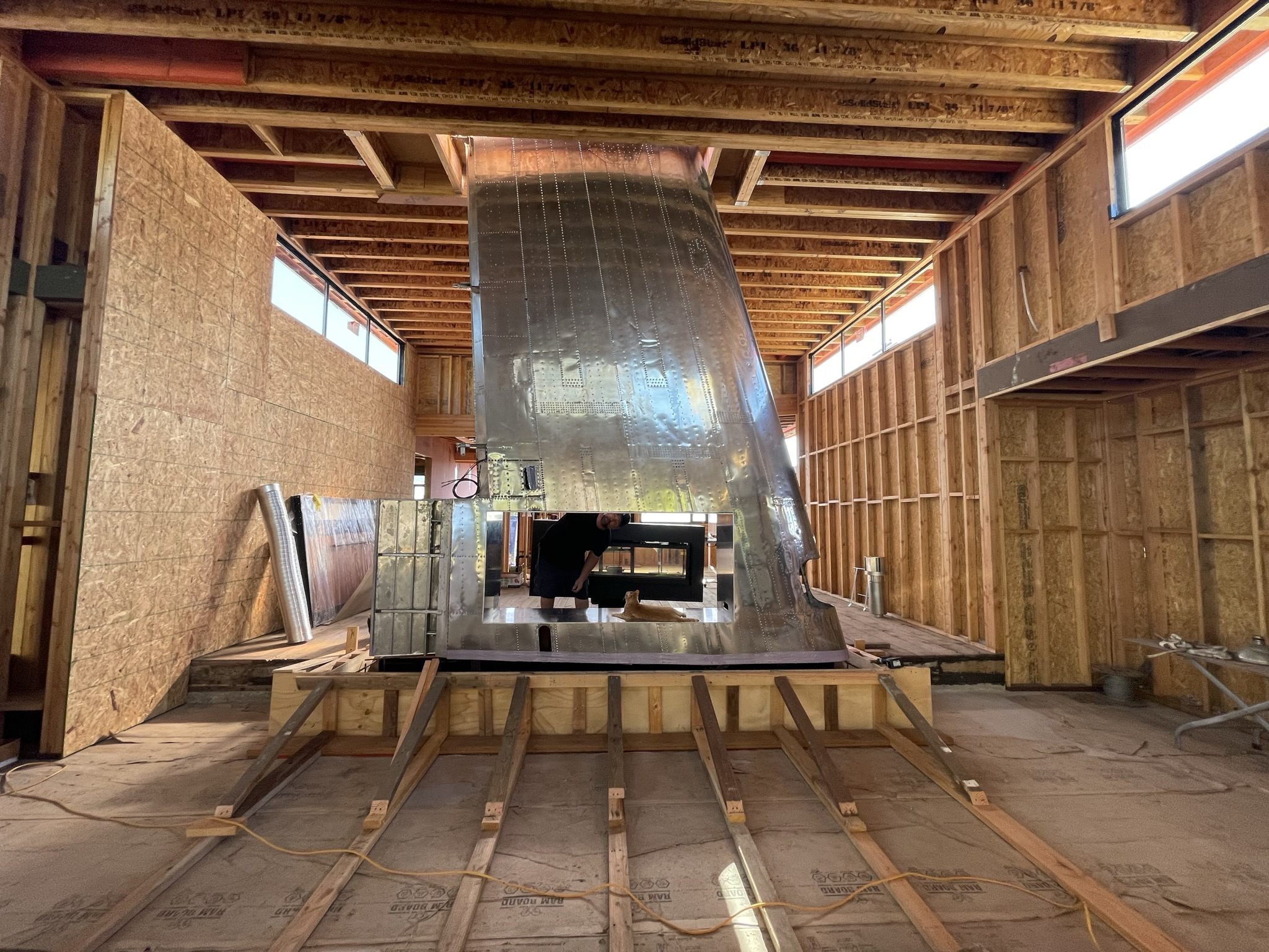 Grandview custom fireplace wall and structural framing coordination