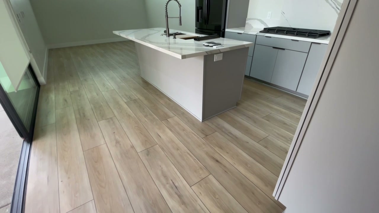 Open-plan kitchen and living area in the completed Encinitas ADU
